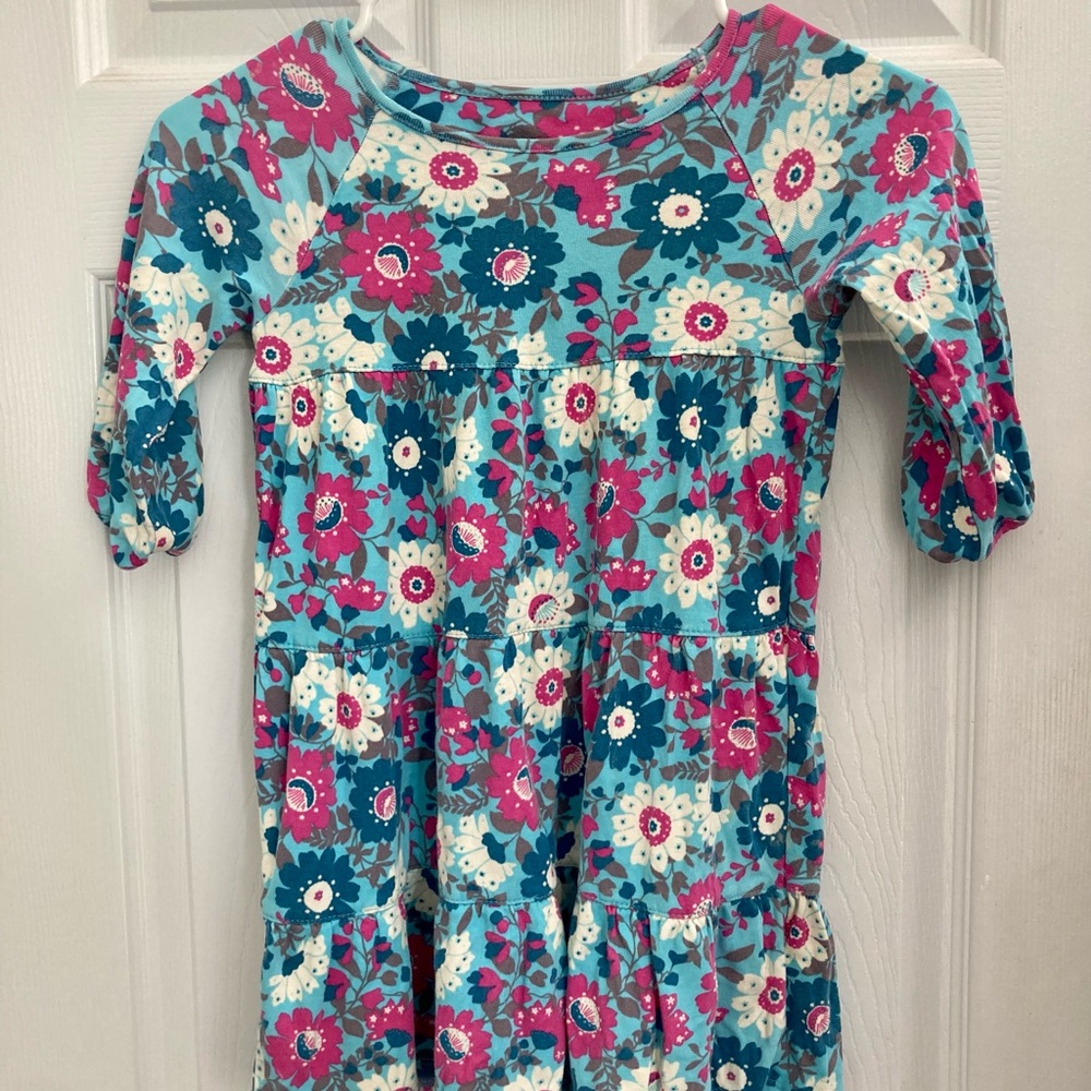 Garnet Hill size 4 Green Cotton Floral Dress